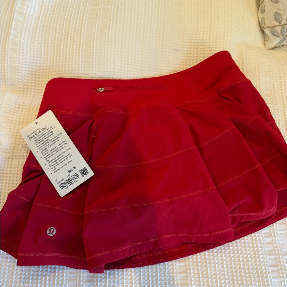 NWT Lululemon Pace Rival Skirt Red Athletic Skirt, size 6